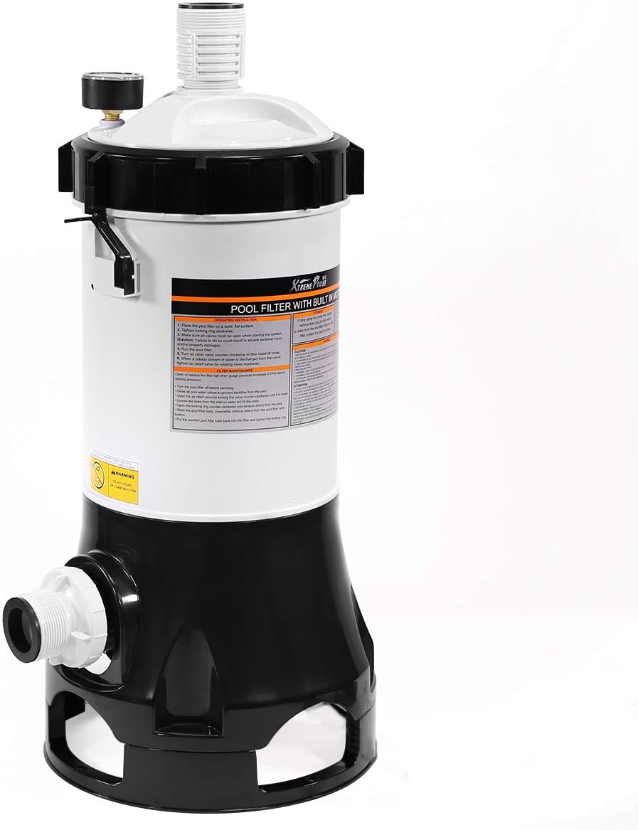 White/Black Above Ground Pool Cartridge Filter System with Pump Z276