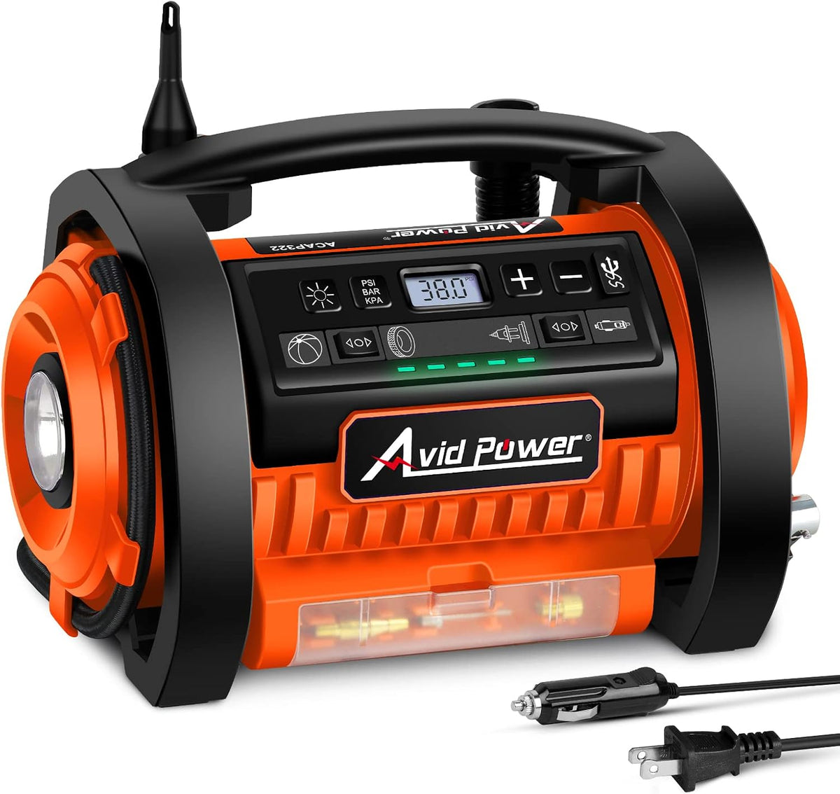 Tire Inflator Air Compressor, 12V DC / 110V AC Dual Power, Digital Pressure Gauge, Pack of 2 C41888