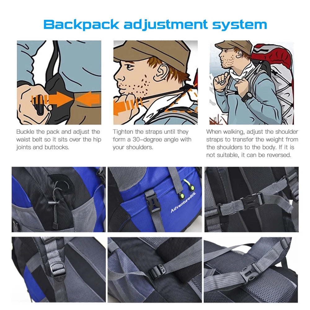 50L Water-resistant Hiking Backpack Daypack H148594