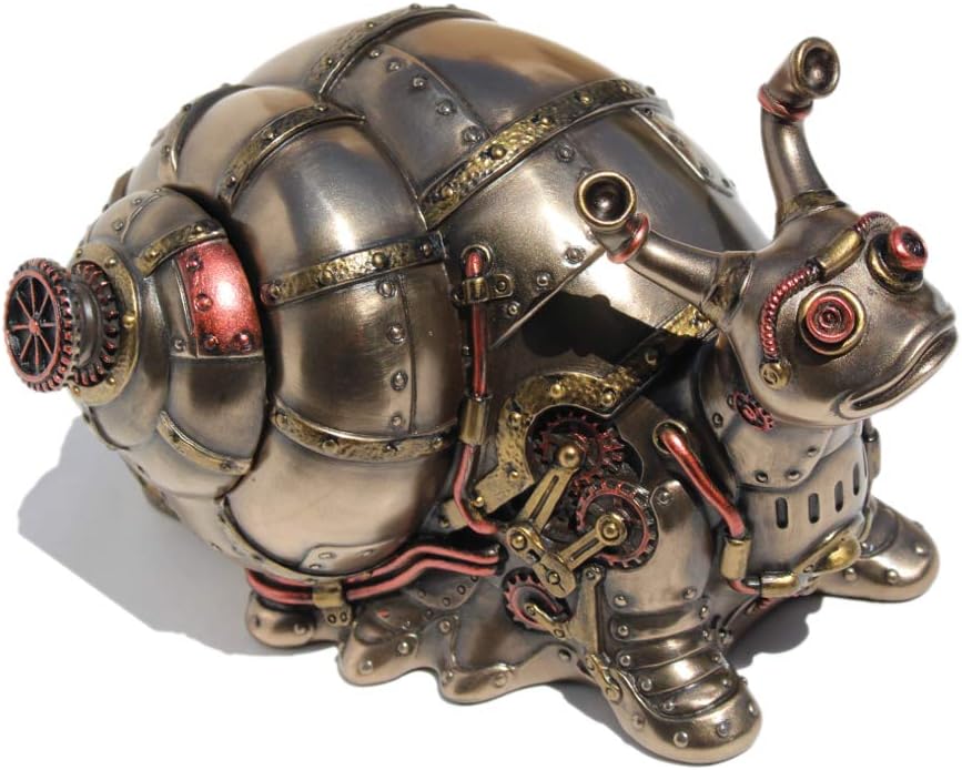 Steampunk Giant Land Snail Trinket Box Cold Cast Resin Antique Bronze Finish G836553