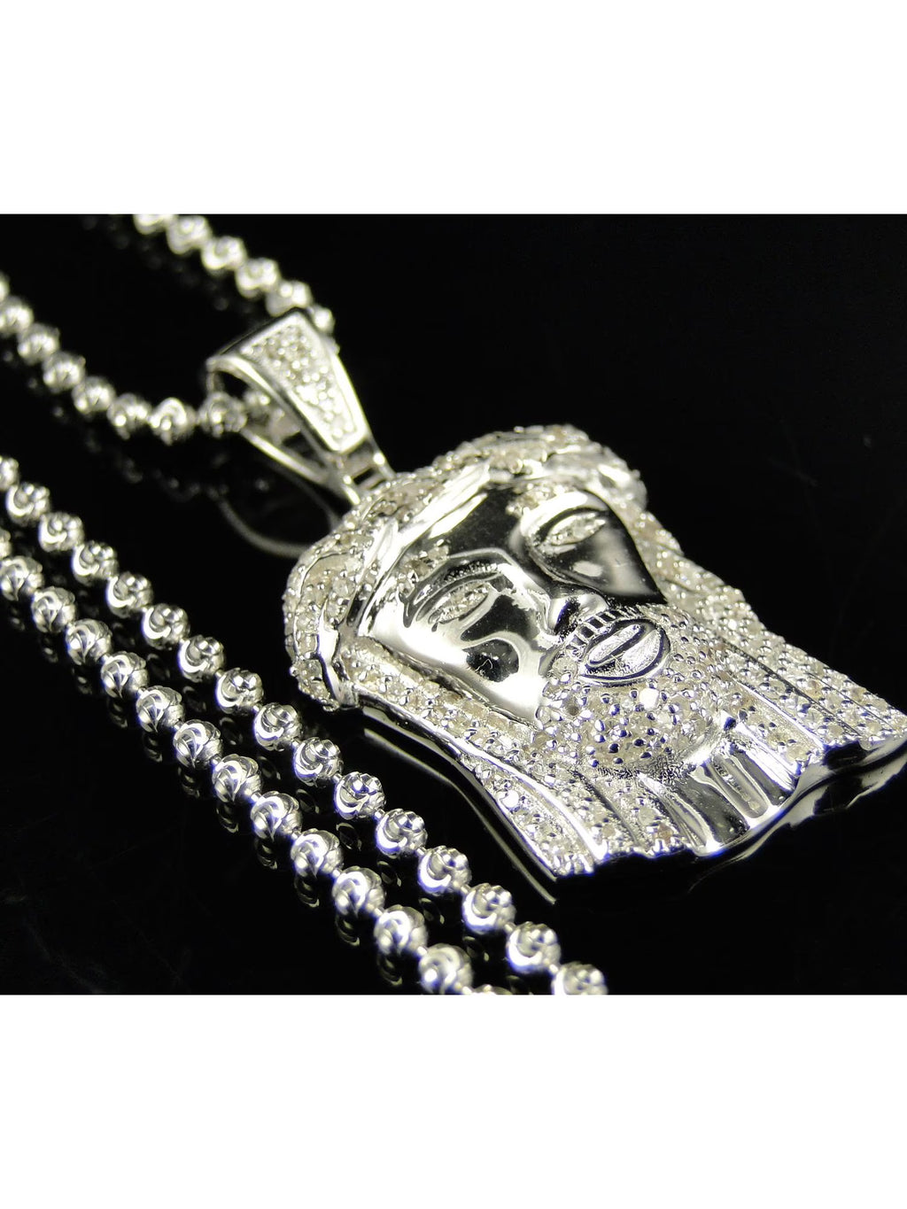 White Gold Finish Jesus Piece Pendant And Chain Z5243