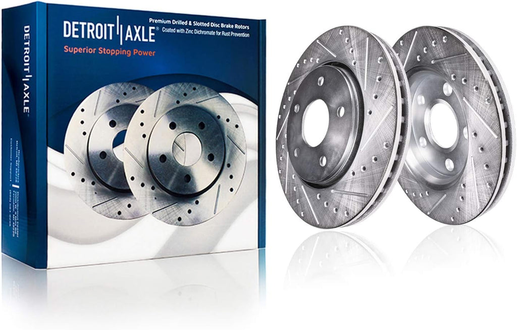 Front Drilled and Slotted Brake Rotors 2pc Set A322