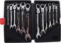 12pc 8-19mm Metric Flexible Head Ratcheting Wrench Combination Spanner Tool Set F692