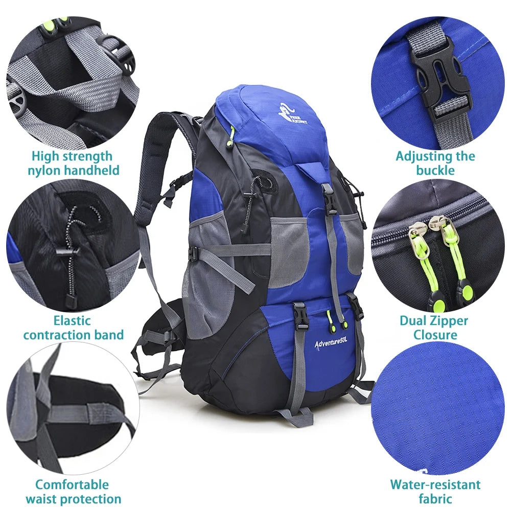 50L Water-resistant Hiking Backpack Daypack H148594