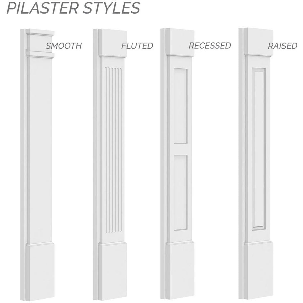 6x22W x 82x22H x 2x22P Flat Panel PVC Pilaster with Decorative Capital & Base (Pair) O940596