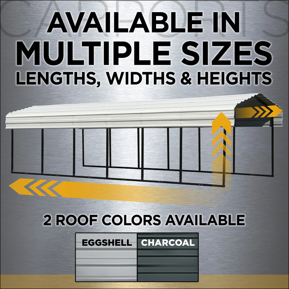 Galvanized Steel Carport Kit, 10' x 20' x 9', Charcoal E618
