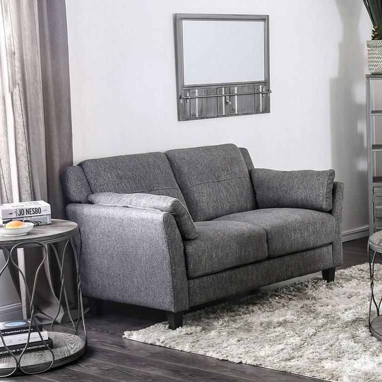 Gray Linen-like Fabric Living Room Set 3pcs Y348961