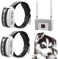 White Wireless Dog Fence System with Rechargeable Training Collar for 2 Dogs X765888