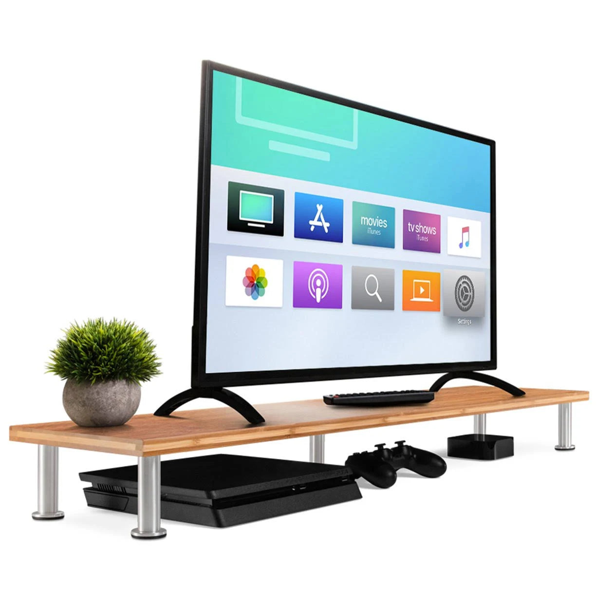 Solid Bamboo Dual Monitor Stand O10720
