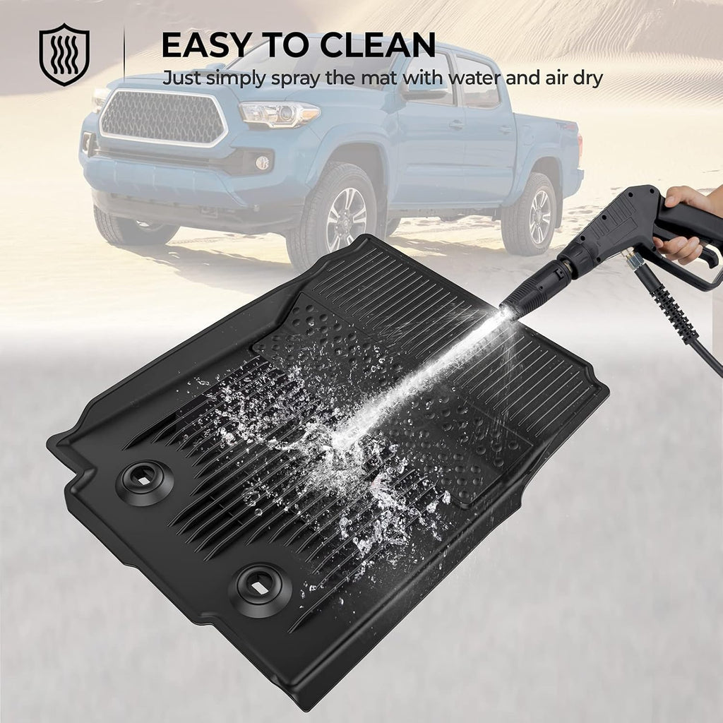 Black All-Weather Heavy Duty TPE Rubber Floor Mats Liners J450
