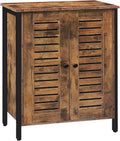 Rustic Brown Bathroom Cabinet with 2 Adjustable Shelves and Louver Doors M118911