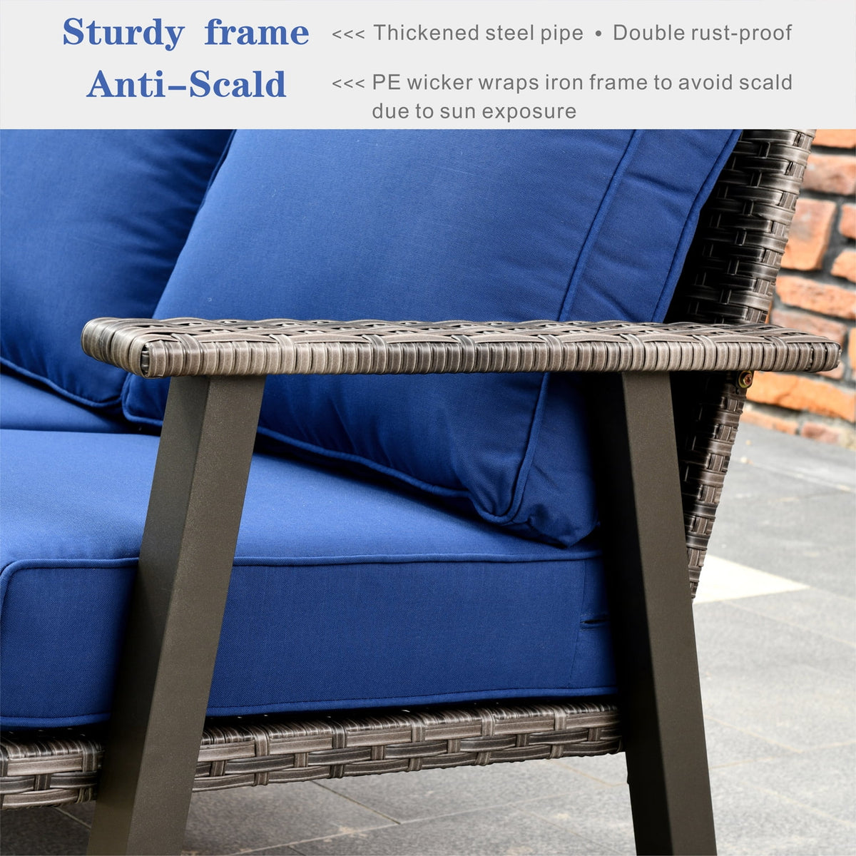 Wicker Loveseat Sofas with Cushions R1603
