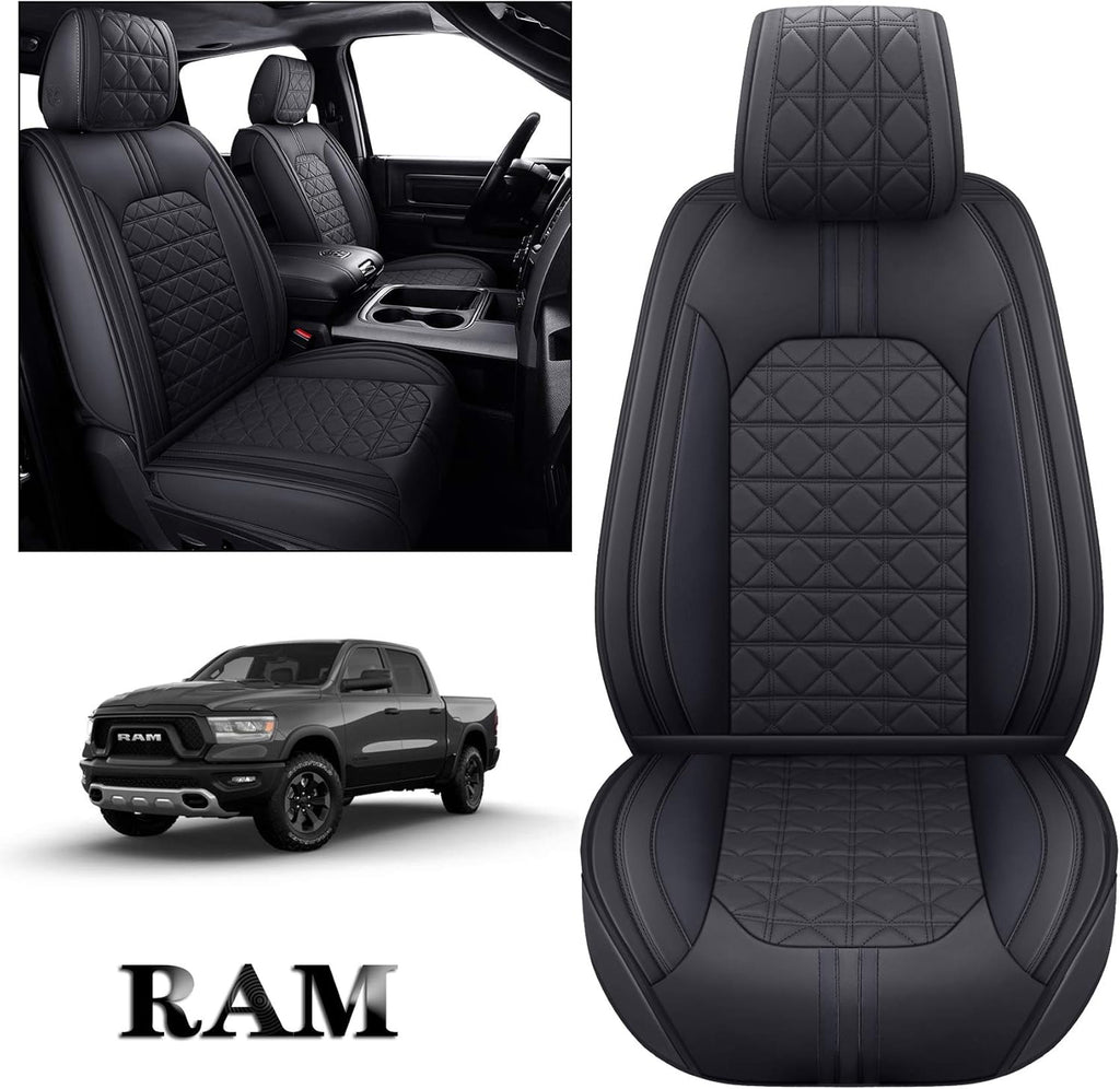 Black-Red Waterproof Faux Leather Front Seat Covers S150