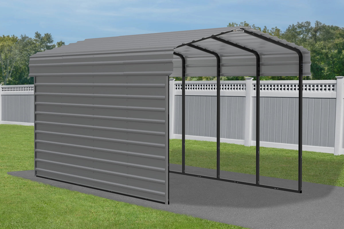 Galvanized Steel Carport Kit, 10' x 20' x 9', Charcoal E618