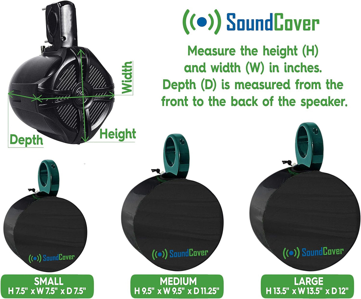 Black Marine Wakeboard Tower Pod Speaker Covers, H 7.5" x W 7.5" x D 7.5" R270491