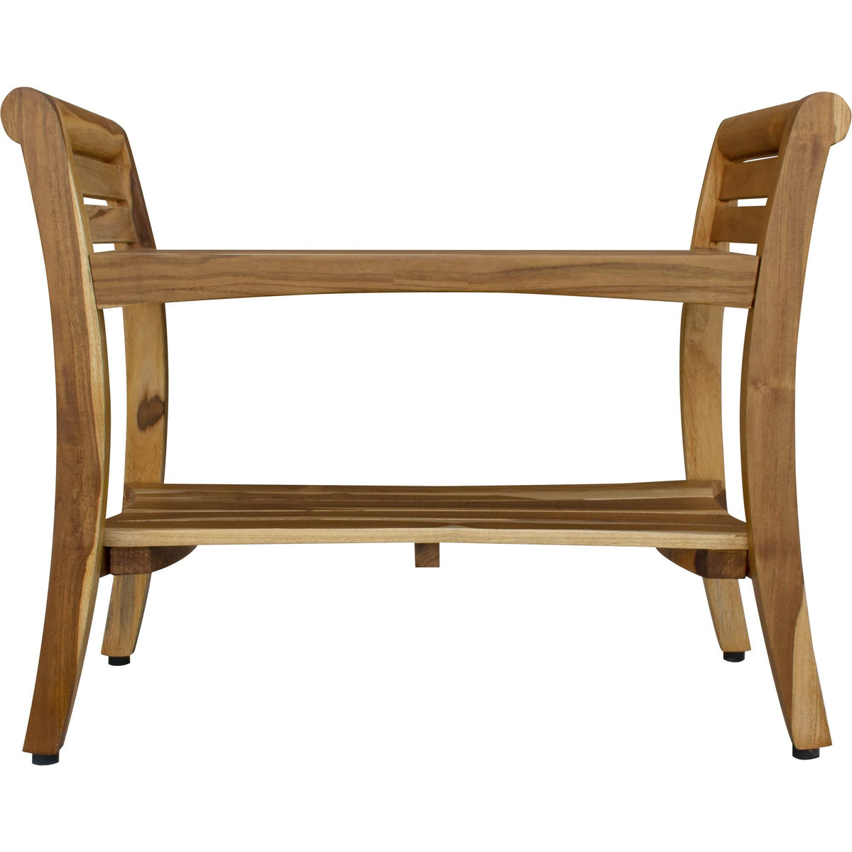 Natural Teak Shower Bench with Shelf and Handles S3264
