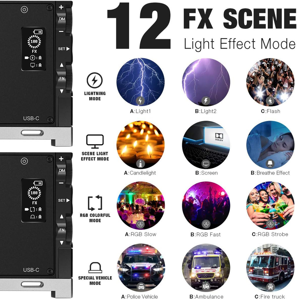 RGB Video Light with Rechargeable Battery, CRI 97, Aluminum Alloy Body P22378