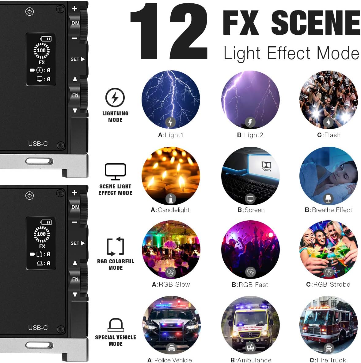 RGB Video Light with Rechargeable Battery, CRI 97, Aluminum Alloy Body P22378