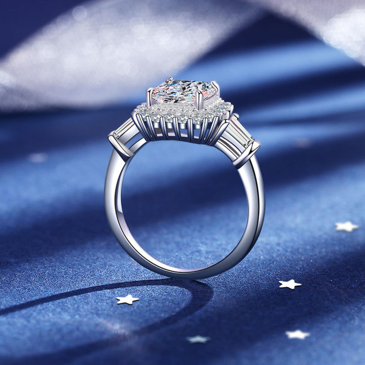 2ct Princess Cut Moissanite Engagement Rings with Certificate P831