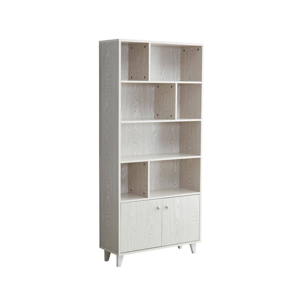 White 4-Layer Freestanding Corner Bookcase R747494