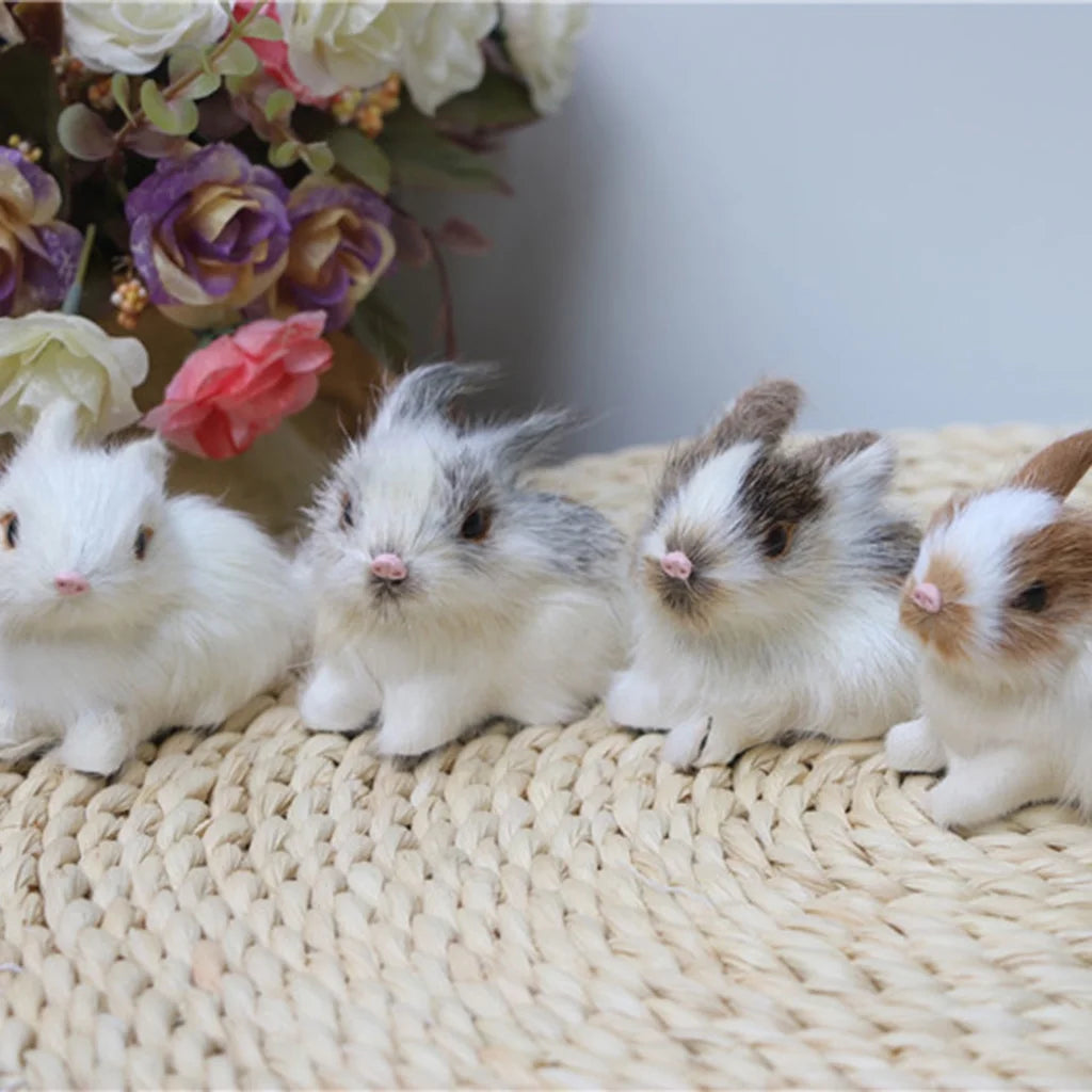 1/4Pcs Simulation Rabbit Plush Bunny Soft Toy Ornament J144270