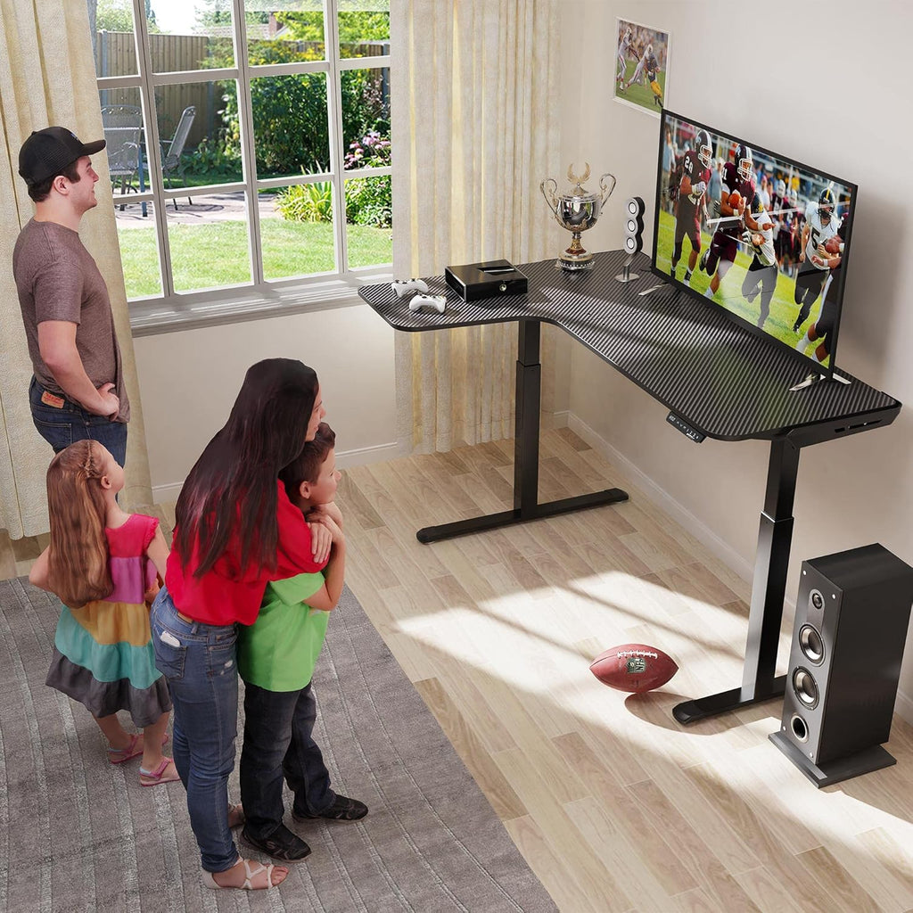 Dual Motor L Shaped Standing Desk, 61 inch Electric Height Adjustable Black Frame W796381