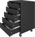 Black 5 Drawer Mobile File Cabinet with Wheels P682038