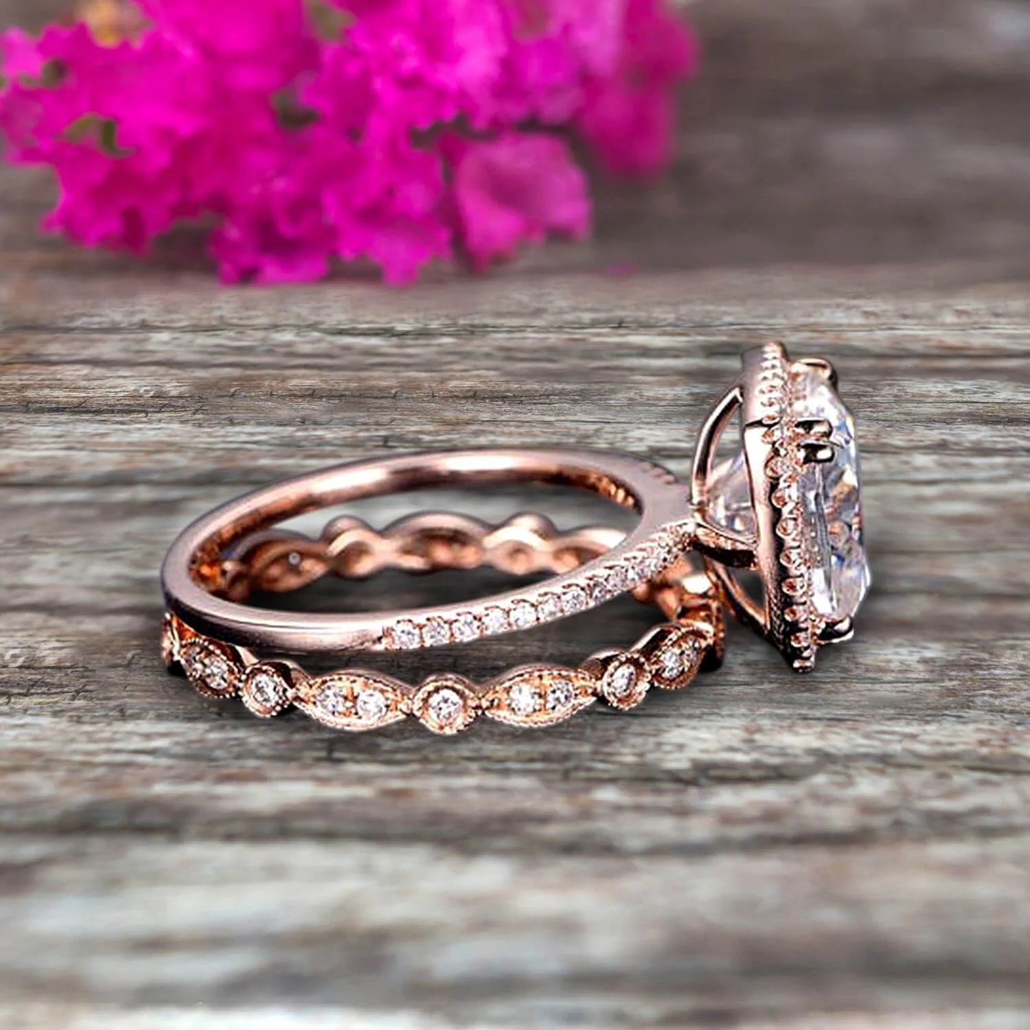 10K Rose Gold Cushion Moissanite Engagement Ring G83506