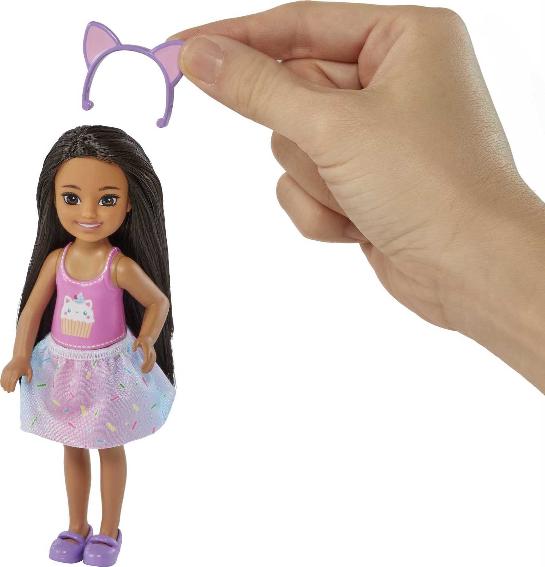 Brunette Doll with Removable Skirt, Kitten, Pet Bed O860