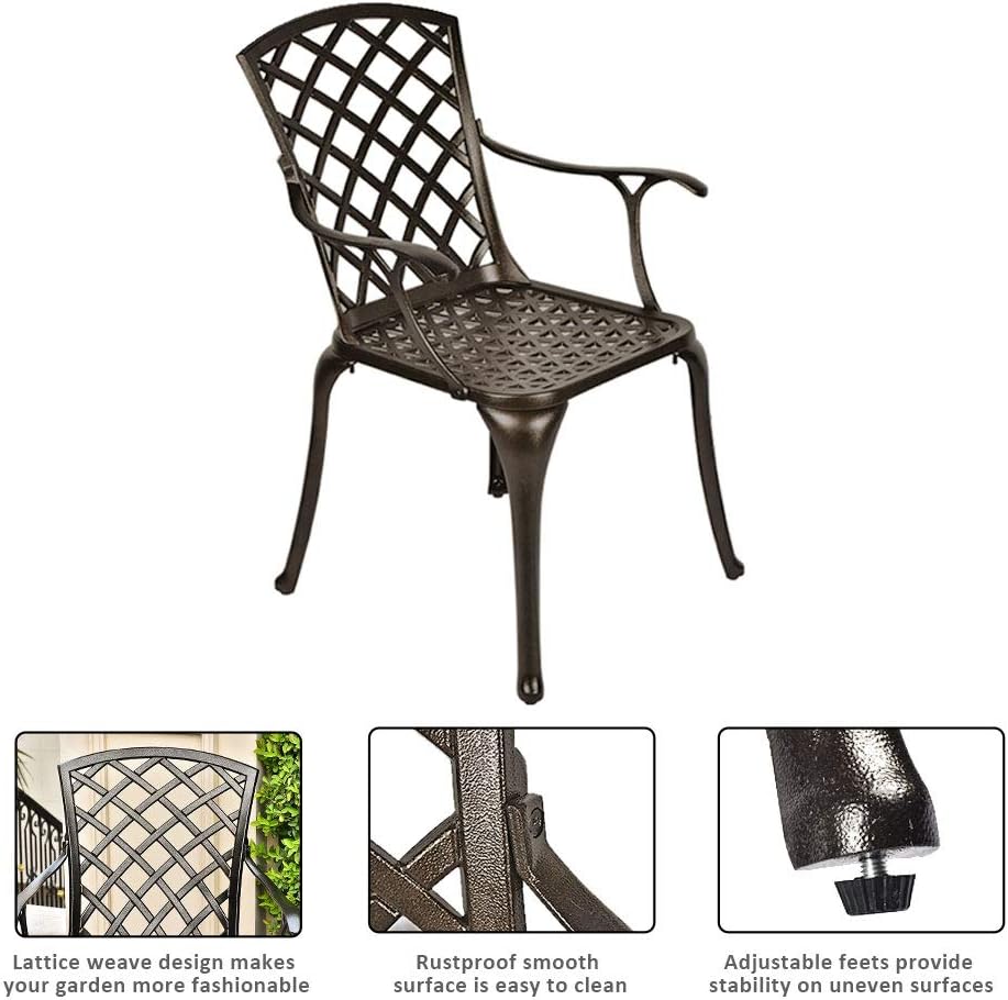 5 Piece Outdoor Cast Aluminum Patio Dining Set with 4 Chairs and Round Table A91844