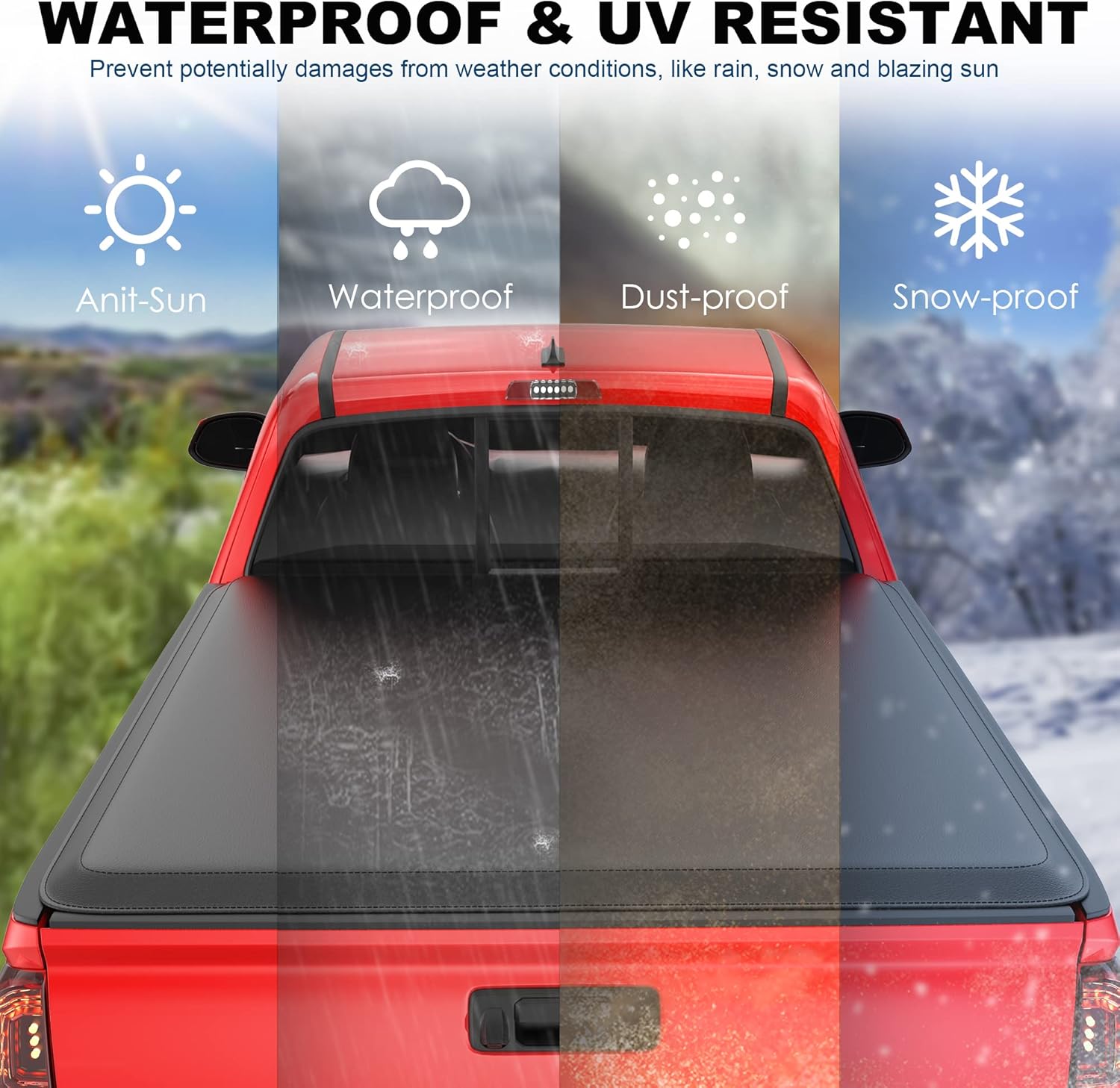 Roll-Up Soft Vinyl Truck Bed Tonneau Cover for 6 FT Fleetside Cargo Bed Y668616