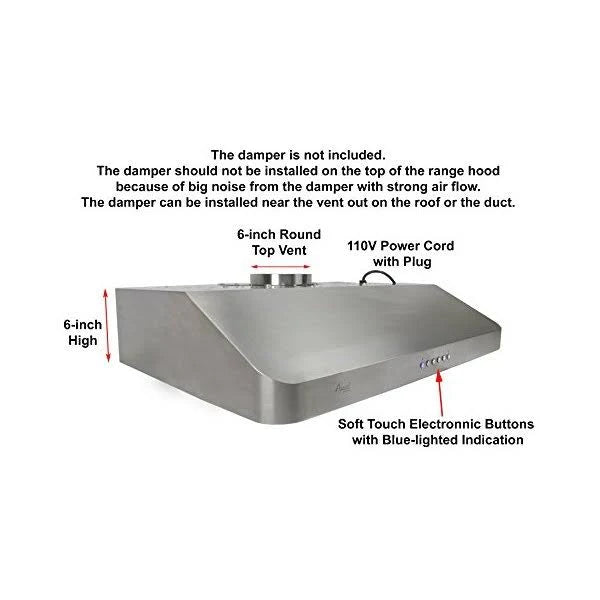 Stainless Steel Under Cabinet Range Hood with 2 LED Lights X84488