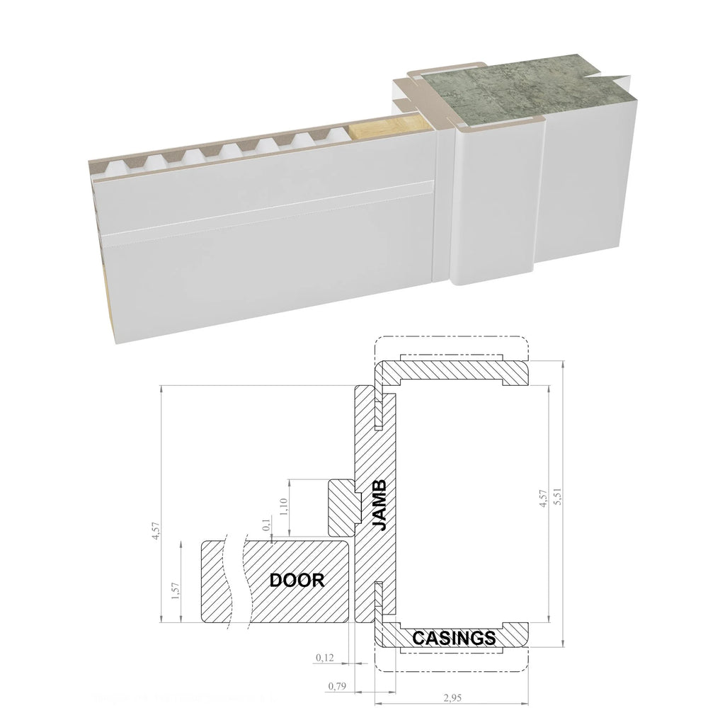 Solid French Double Doors with Wood Solid Panel Frame Trims W77907