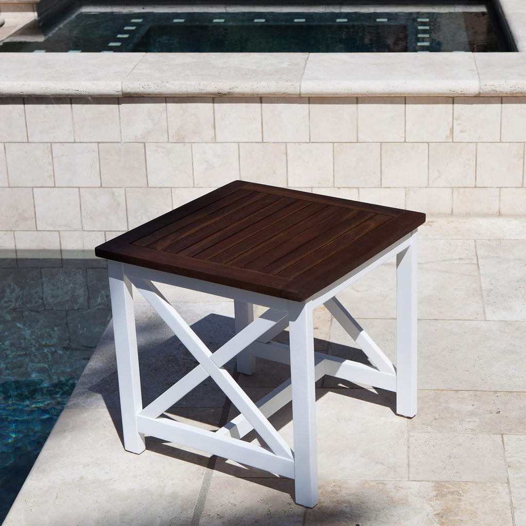 Pu White/Dark Oak Acacia Wood End Table M3096