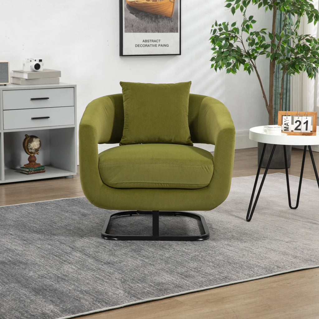 Olive Upholstered Tufted Velvet Accent Chair with Metal Stand H97441