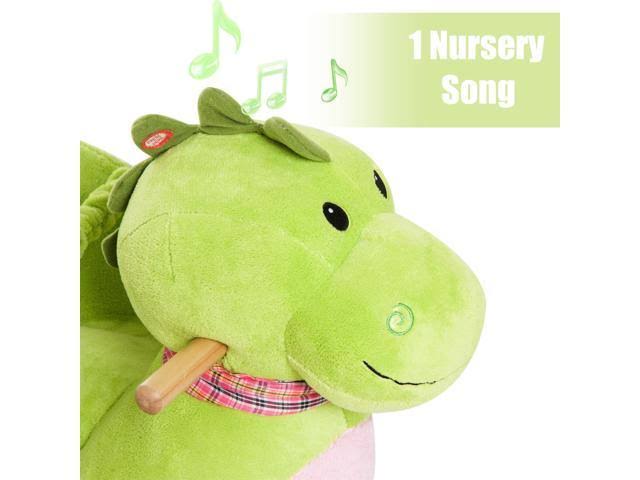 2-in-1 Plush Dinosaur Kids Ride on Cart Rocking Horse Toy V243
