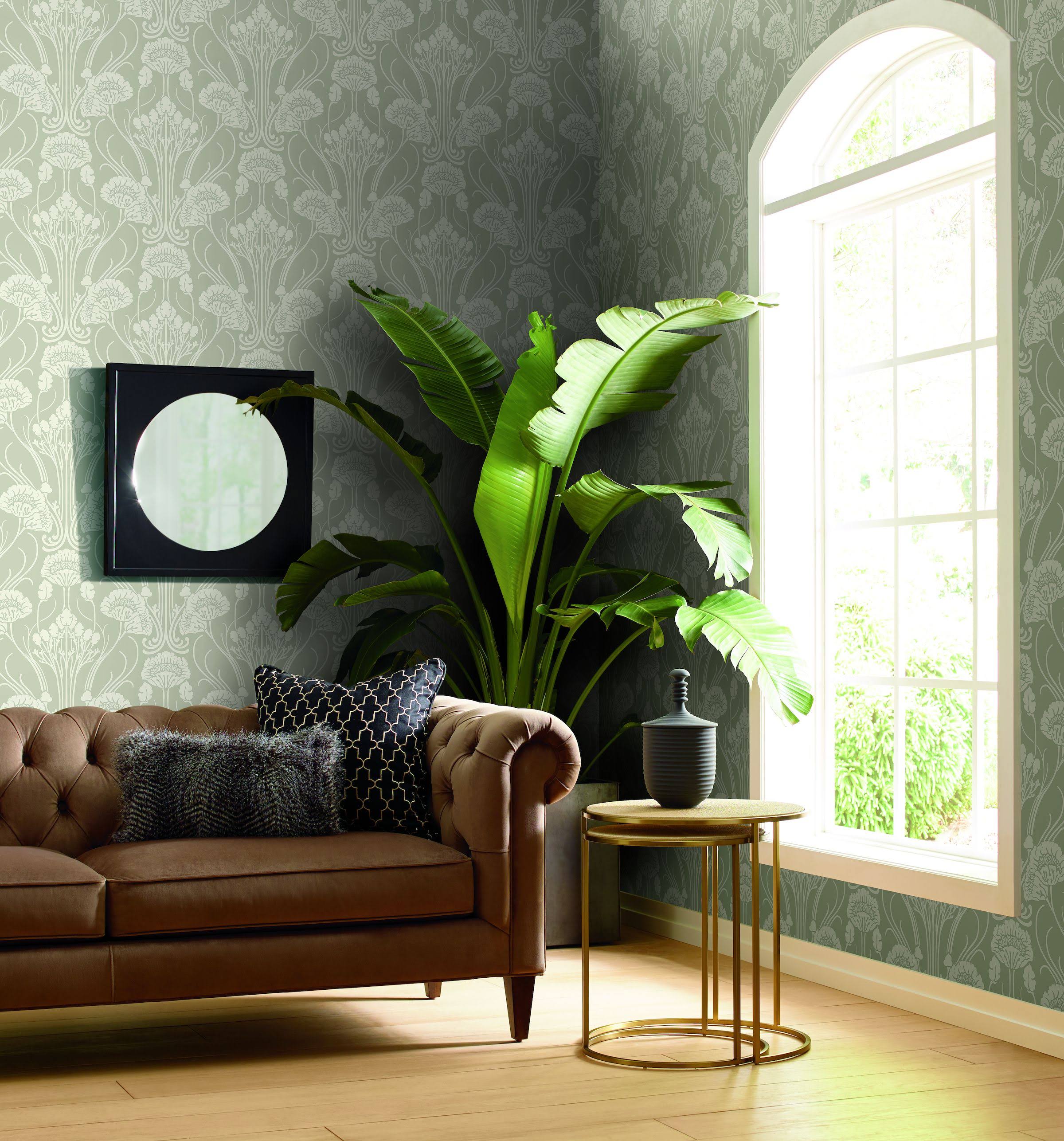 Beige Damask Wallpaper C384