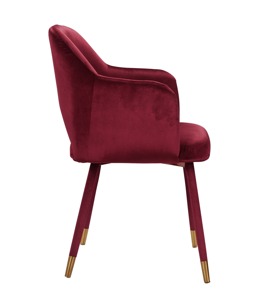 Bordeaux-Red Velvet Accent Chair J4669