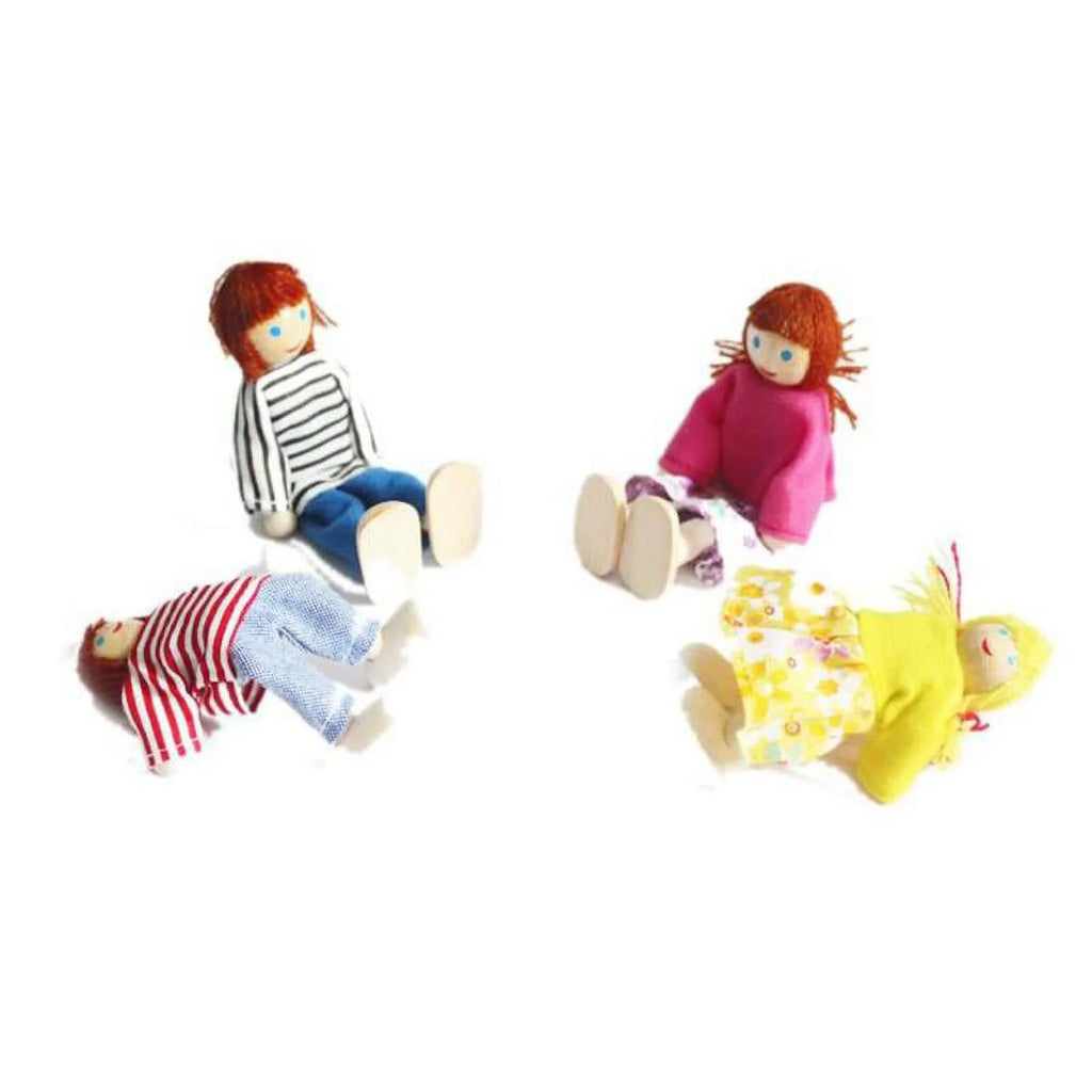 Flexible Wooden Dolls Family of 4 A925