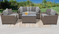 5 Piece Wicker Patio Conversation Set with Club Chair and Cushion Covers K5054