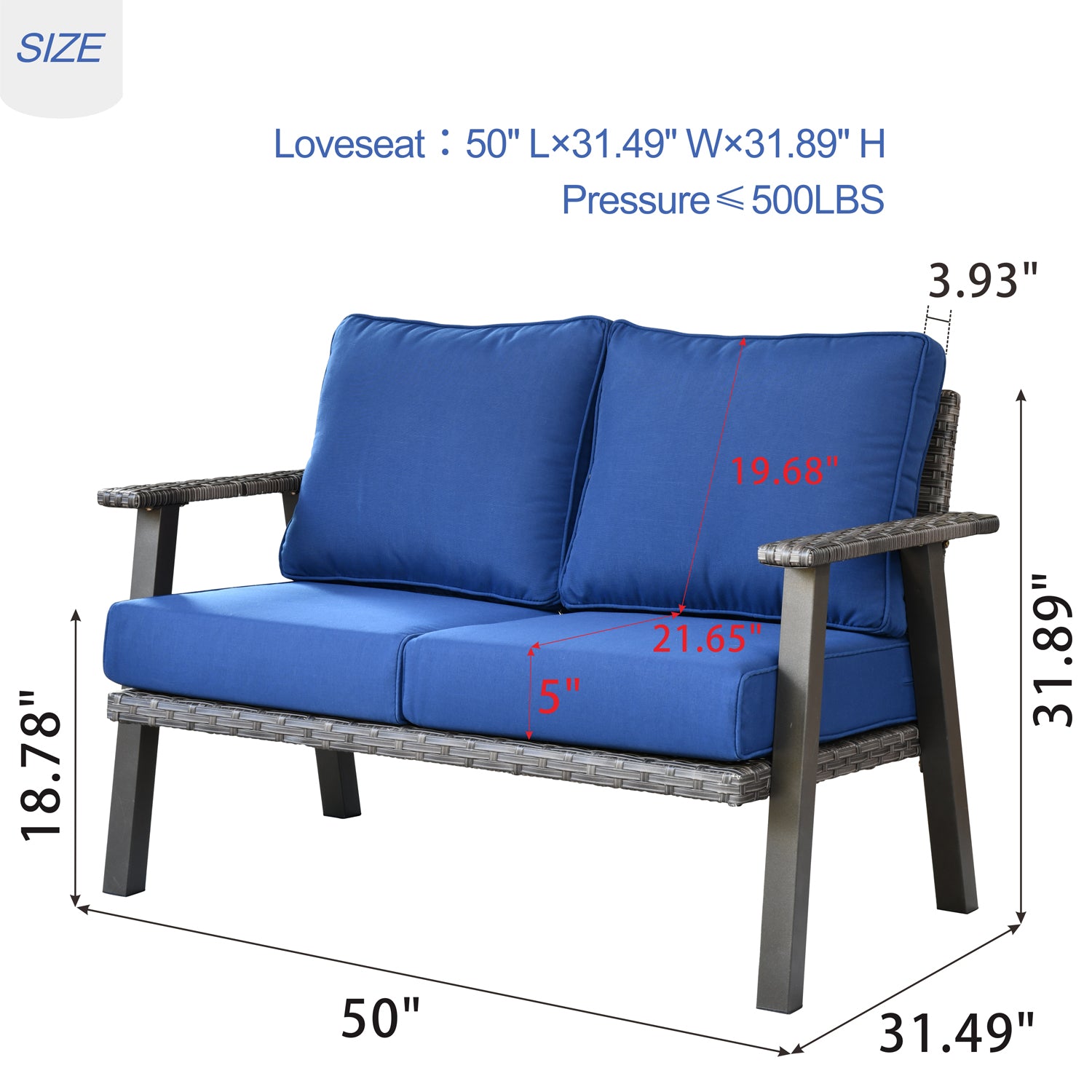 Wicker Loveseat Sofas with Cushions R1603