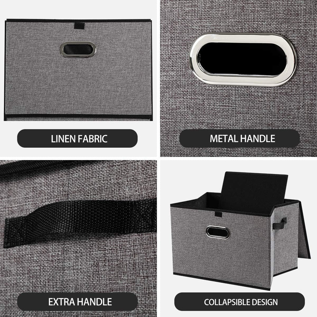 Collapsible Storage Boxes with Lids, Fabric Foldable Storage Container, Pack of 2 T2355