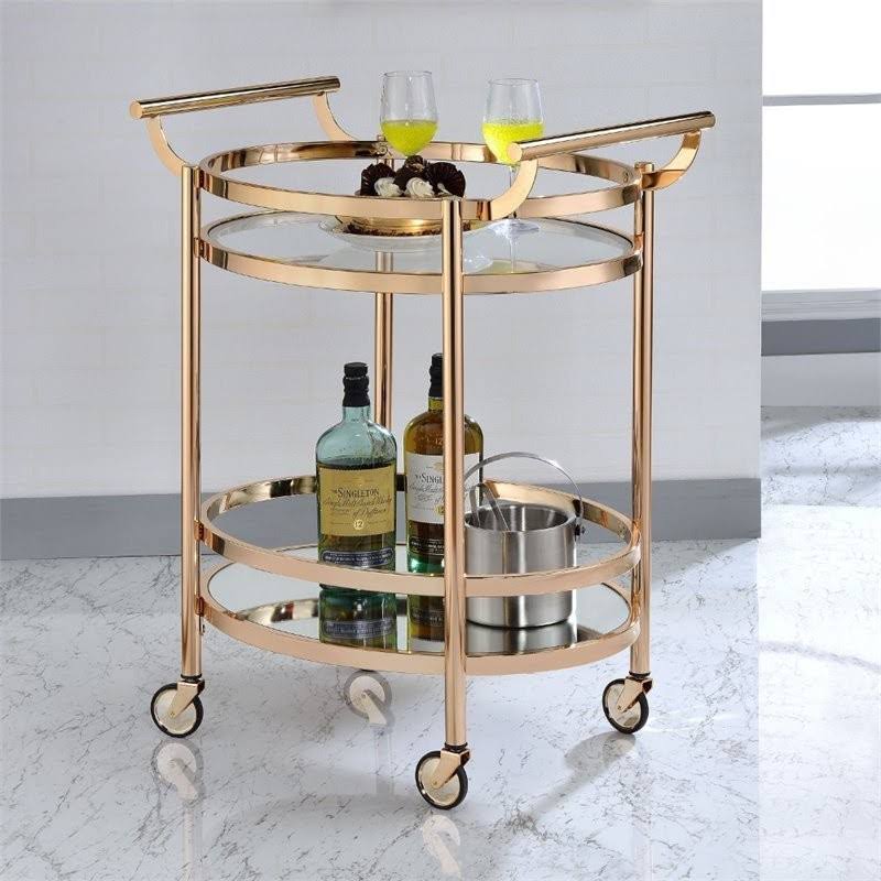 Clear Glass and Rose Gold Serving Cart P439
