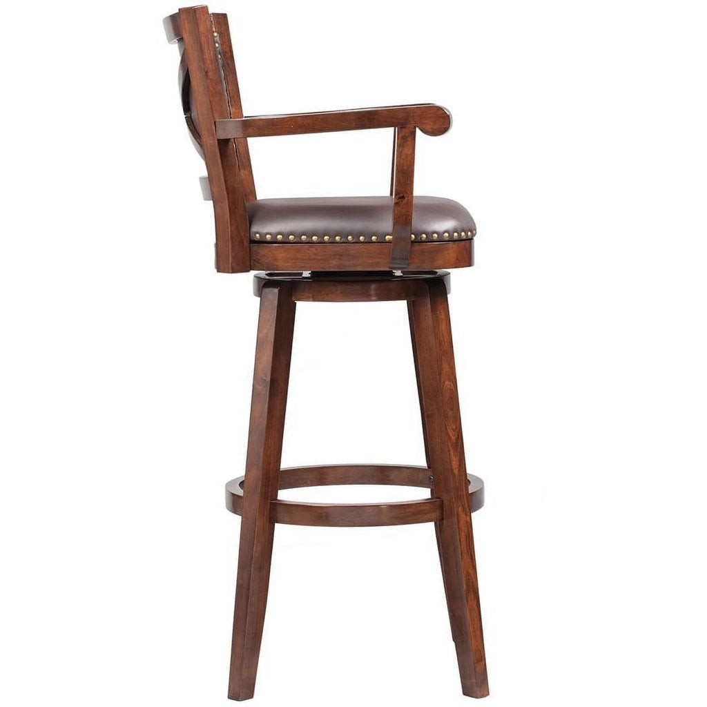 36" Swivel Extra Tall Wood Bar Stool in Cappuccino Q15395