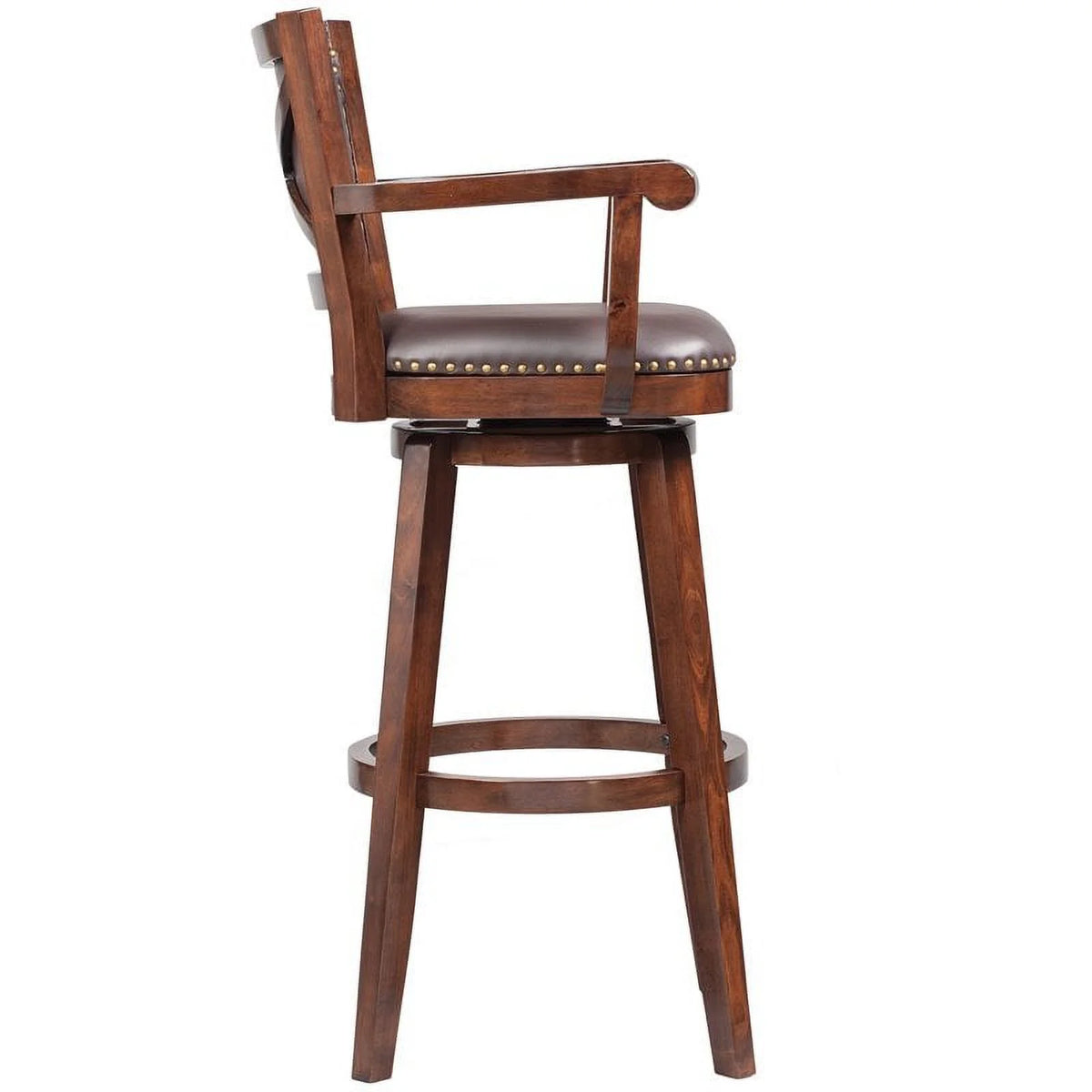 36" Swivel Extra Tall Wood Bar Stool in Cappuccino Q15395
