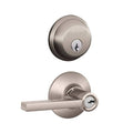 Satin Nickel Entry Door Lever Set and Deadbolt Combo A427567