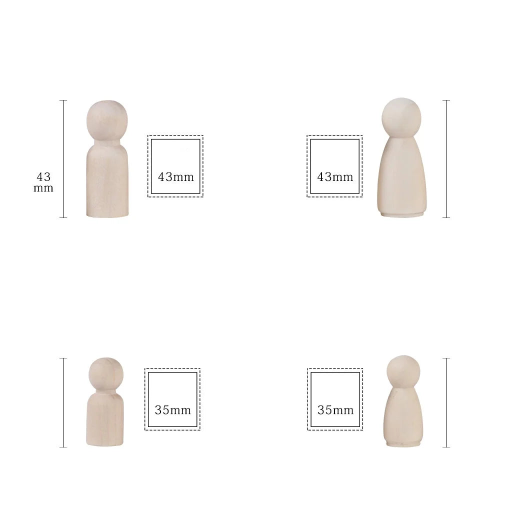 24Pcs Unpainted Wooden Peg Dolls W4012