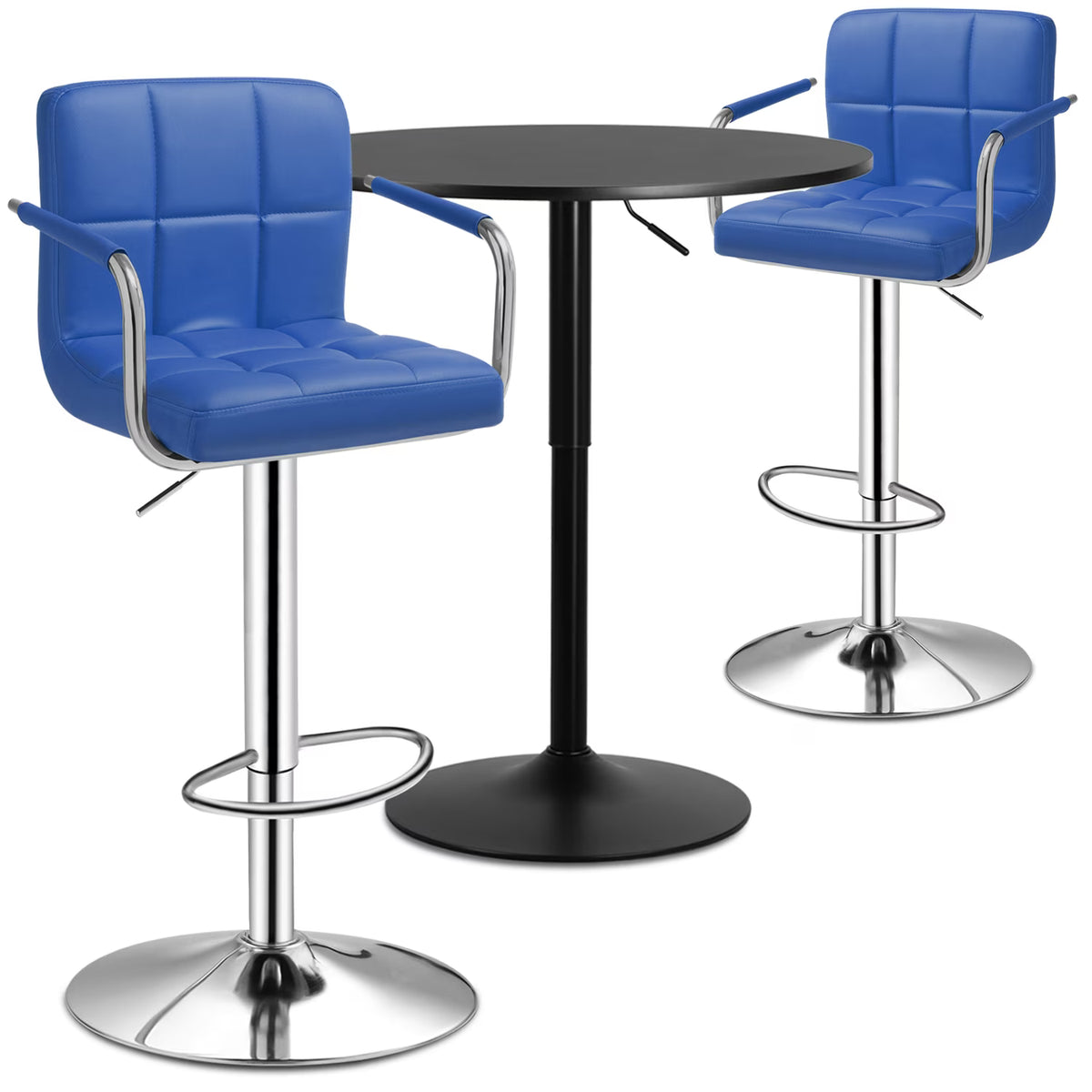 Set of 3 Bar Dining and Chair Set with PU Leather Chair O813635