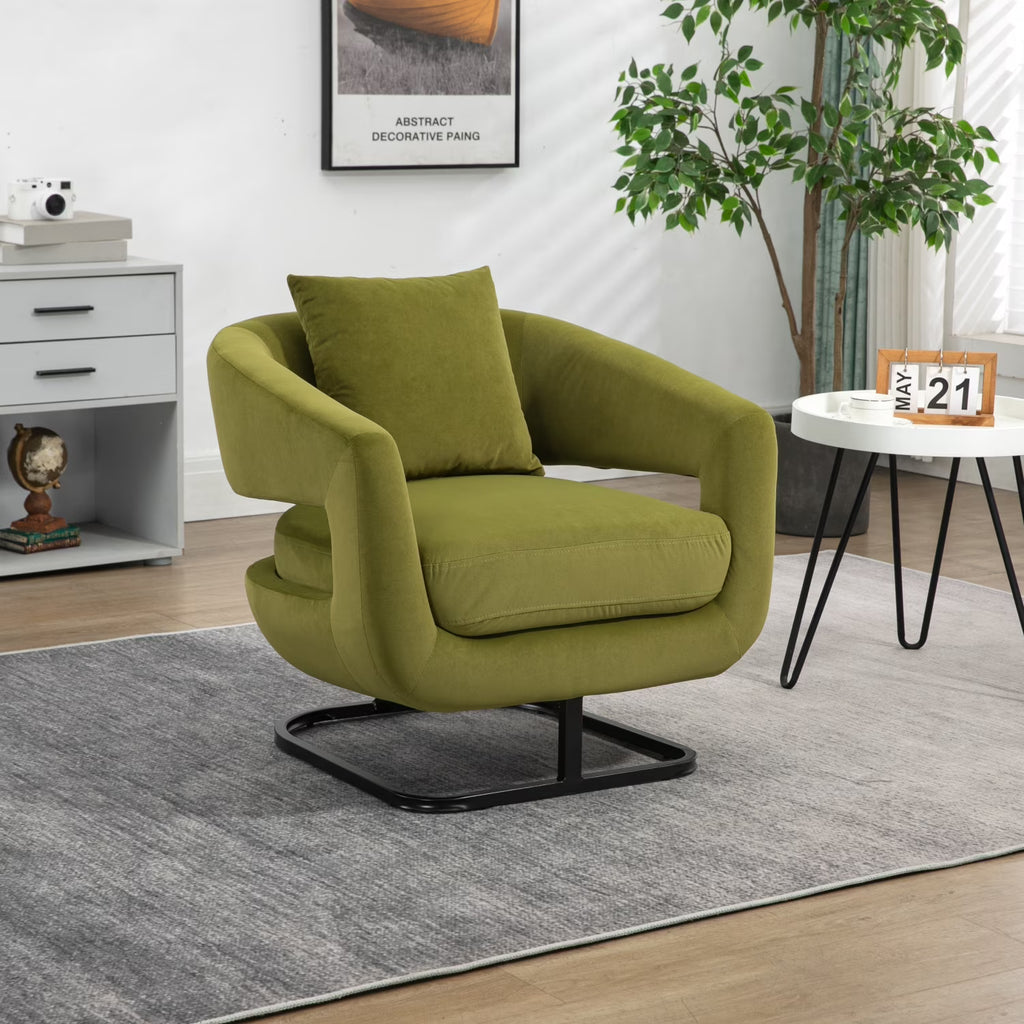 Olive Upholstered Tufted Velvet Accent Chair with Metal Stand H97441