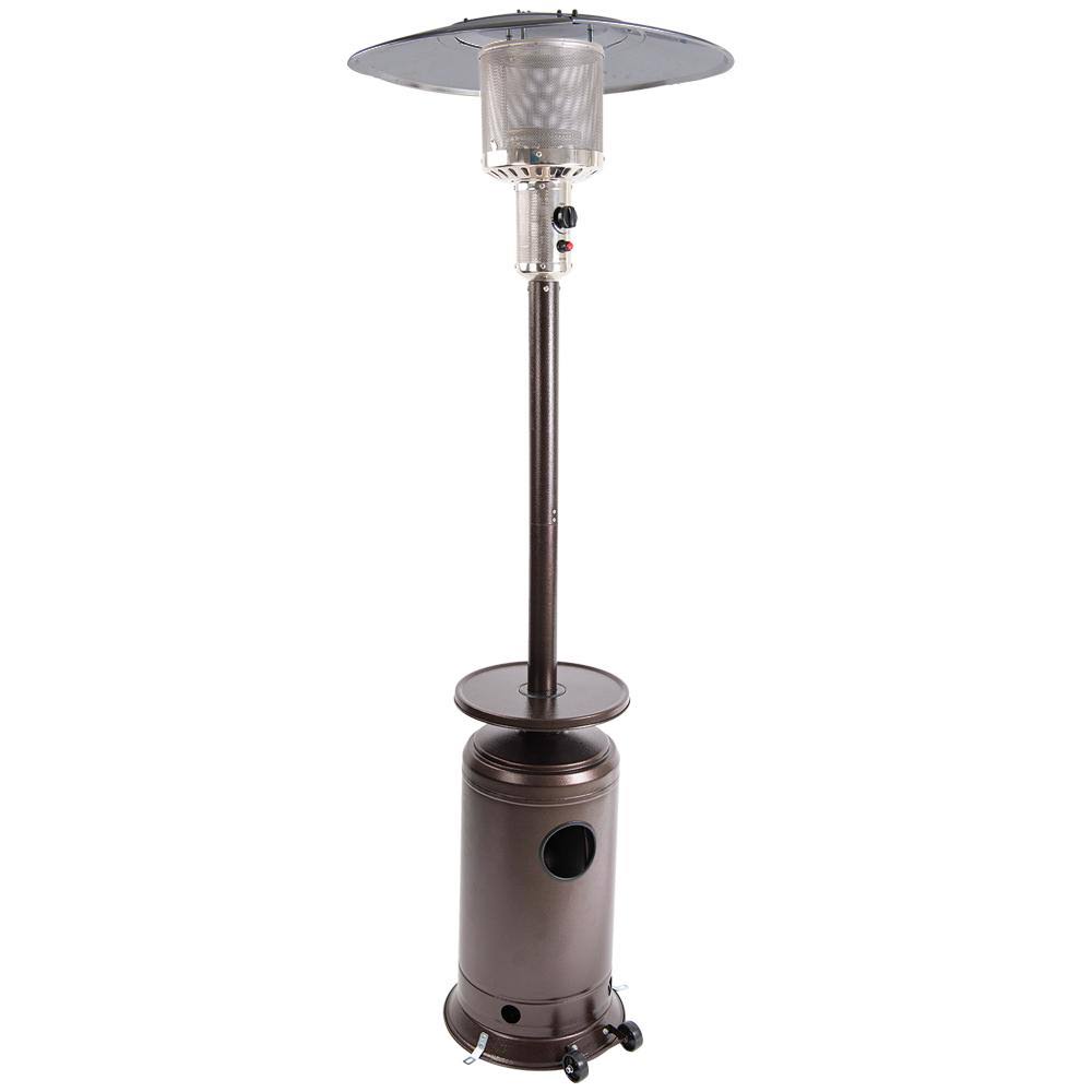 Bronze Outdoor Propane Patio Heater with Side Table and Wheels T368